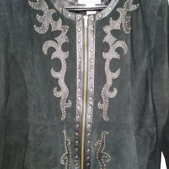 Luis Dell'Olio XL wearable art black suede jacket - Picture 3 of 9